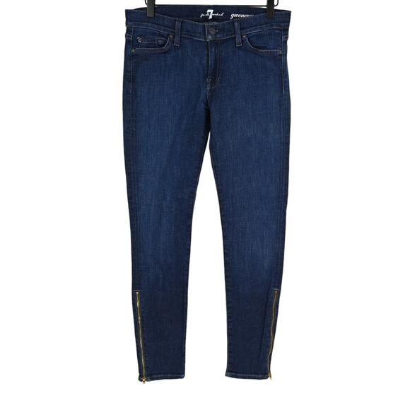 7 For All Mankind Gwenevere Denim Jeans Size 29 With Zipper Accents - Picture 1 of 9